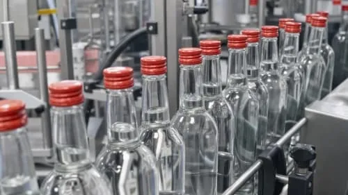 Alcohol and spirits bottling line for glass bottle filling capping labeling and carton packing