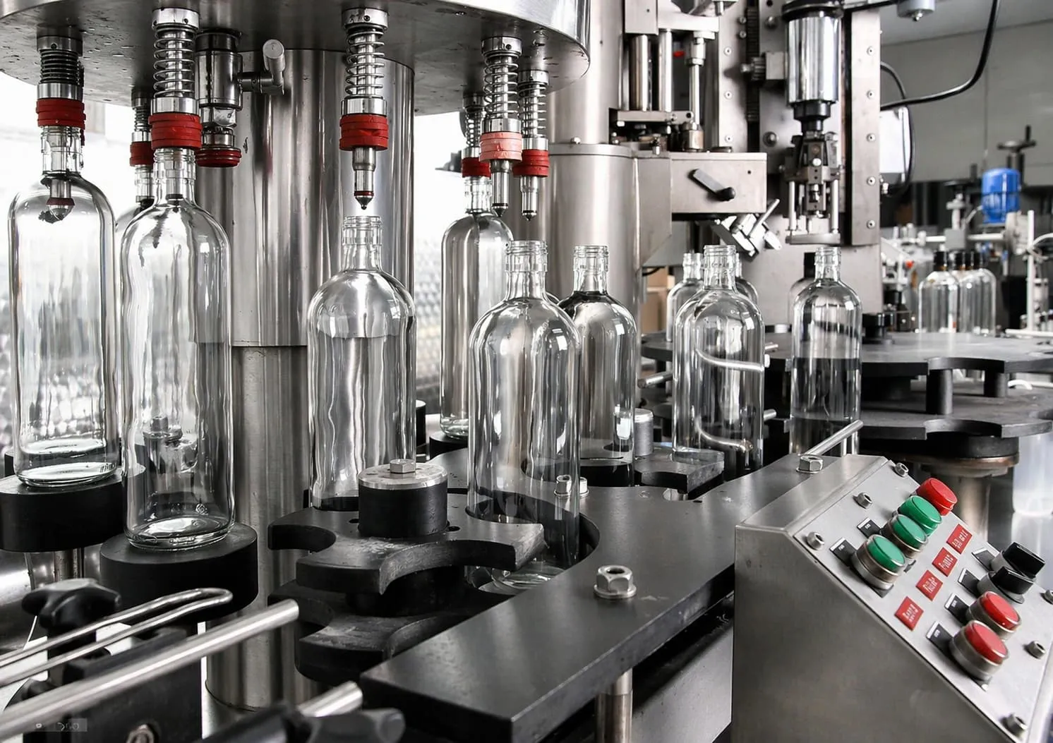 Automated liquid filling machine line for glass bottle bottling