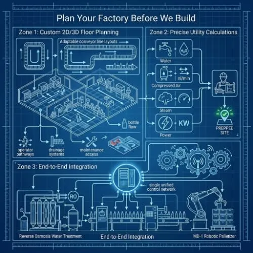 Automated Bottling Line CAD Floor Plan Layout