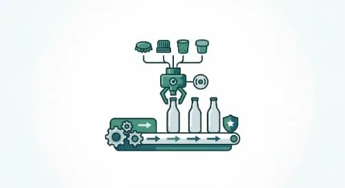 Bottle handling detail schematic for multi-cap production and stable line movement