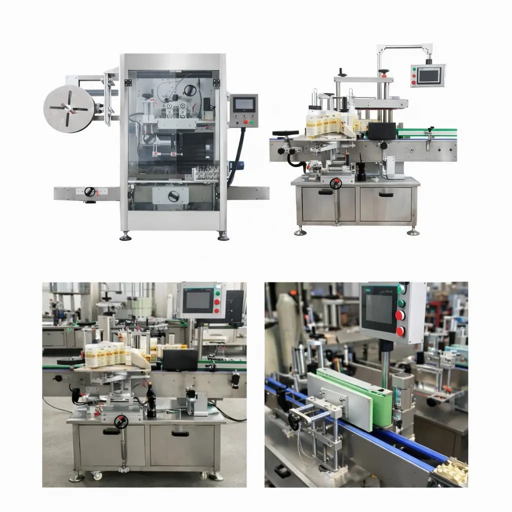 Bottle labeling machines for shrink sleeve, self-adhesive, and hot melt glue labels