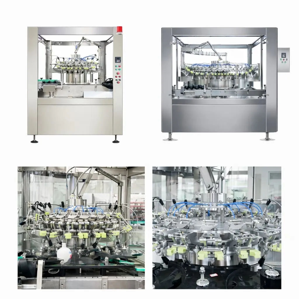 Bottle rinsing machines for air cleaning and water rinsing before filling
