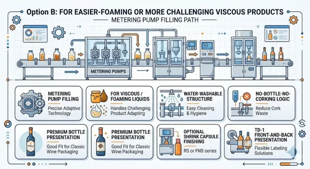 Challenging viscous liquid filling schematic with metering pump based bottling
