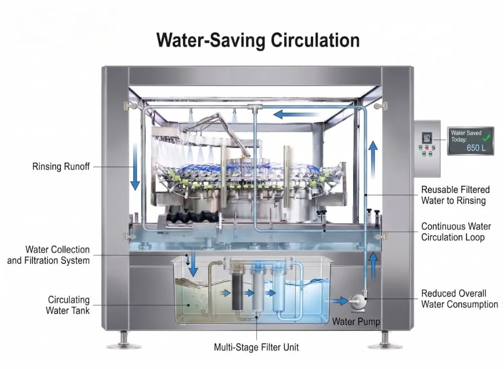 Circulating water tank on QSP Series automatic rotary rinsing machine