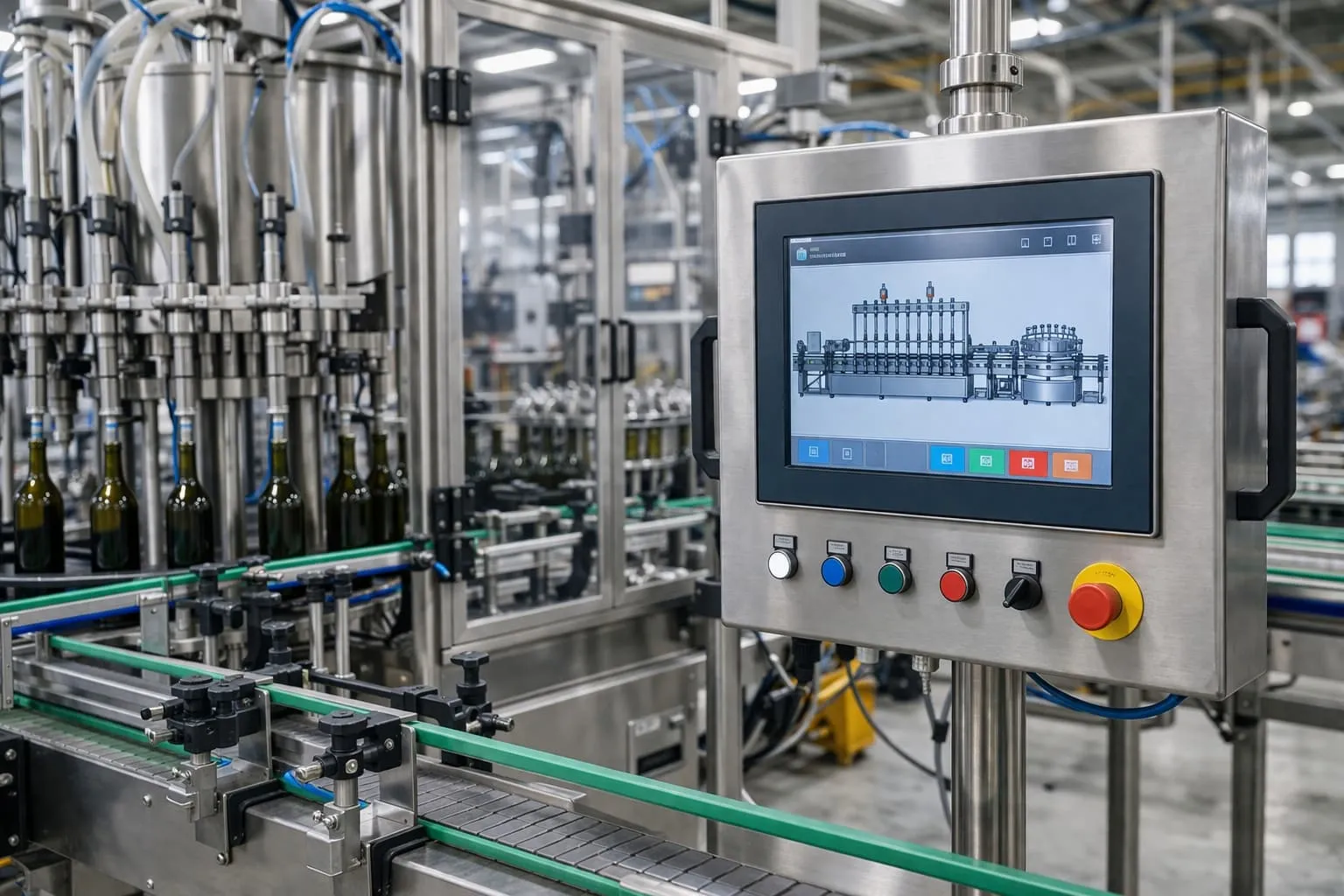 Siemens PLC and Omron sensors inside electrical cabinet