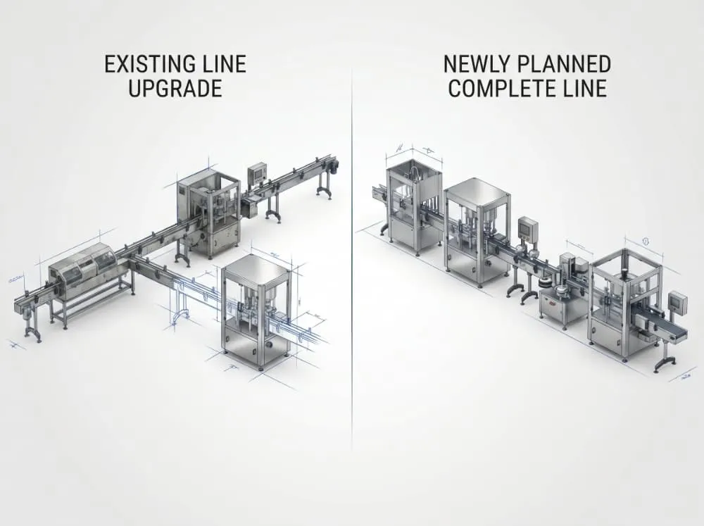 Existing bottling line upgrade compared with complete new filling line planning