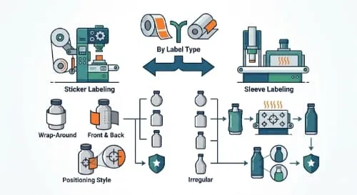 Label type schematic for sticker and sleeve bottle labeling applications