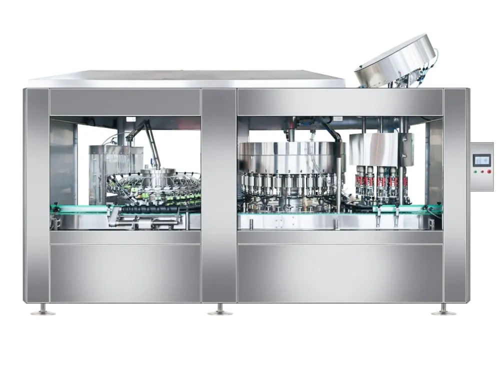 Rinsing filling capping monoblock machine