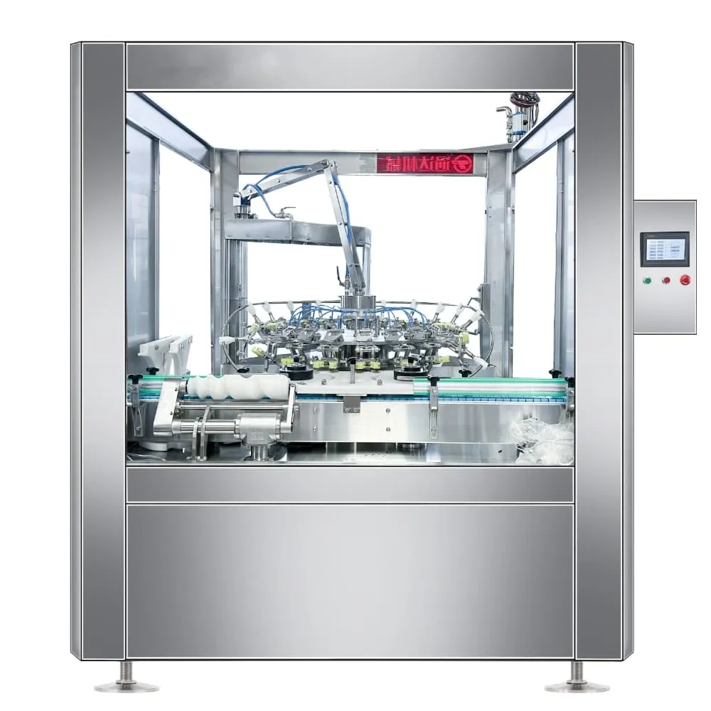 QSP-18 automatic rotary rinsing machine for glass and PET bottles before filling