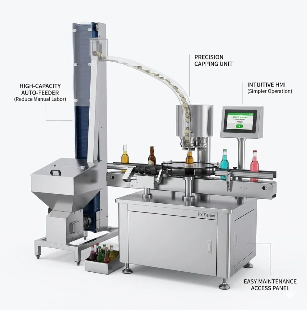 Simple operation and maintenance view for FY Series crown capping machine