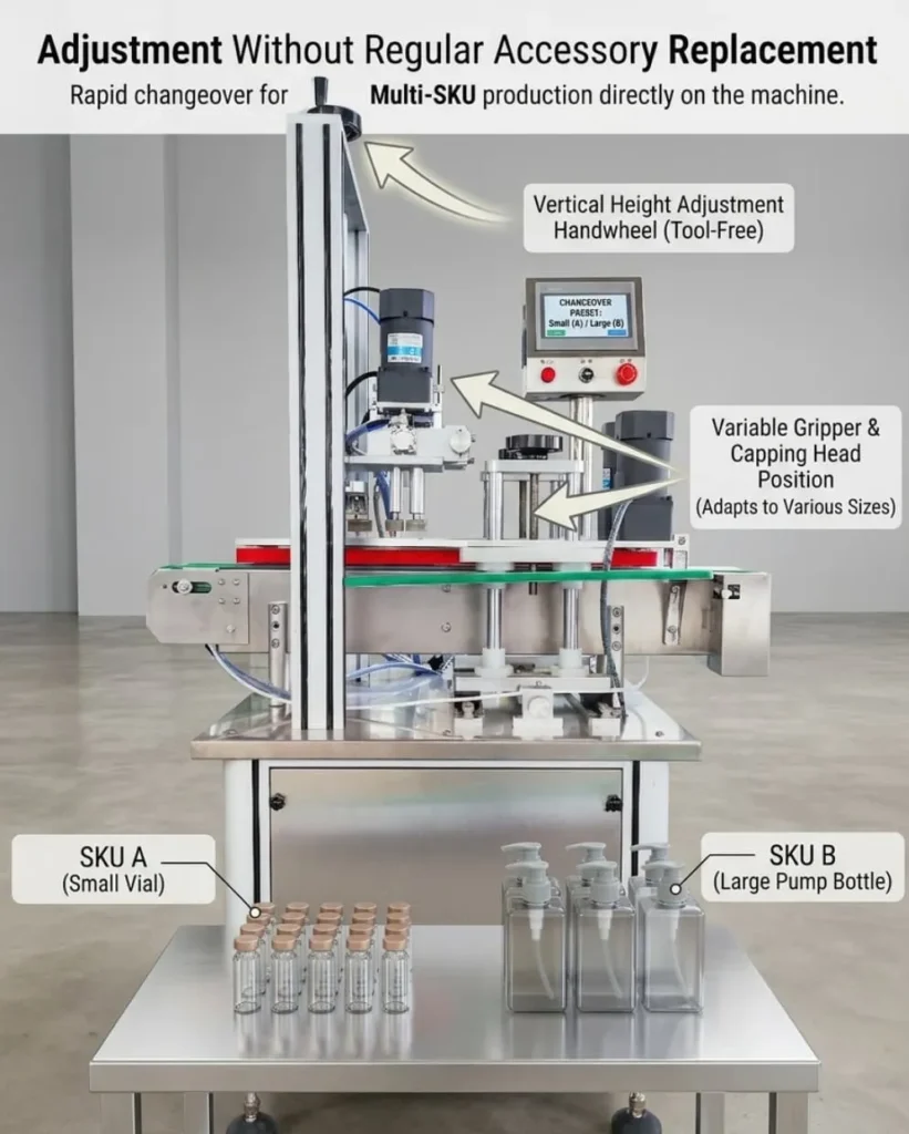 Simple size changeover on FXZ and FCG Series linear capping machines