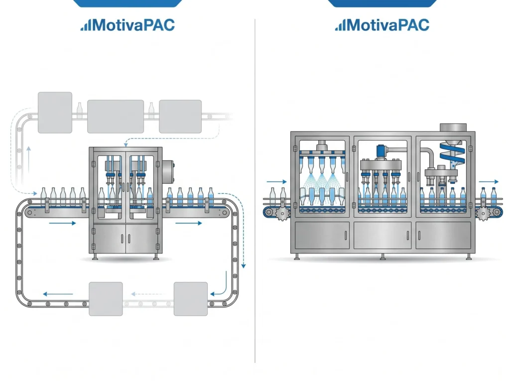 Standalone beverage filler versus rinsing filling capping monoblock system