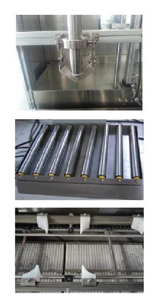 JWF weighing filler nozzle, roller conveyor and container positioning details