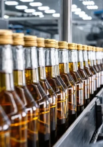 Integrated alcohol bottling production line
