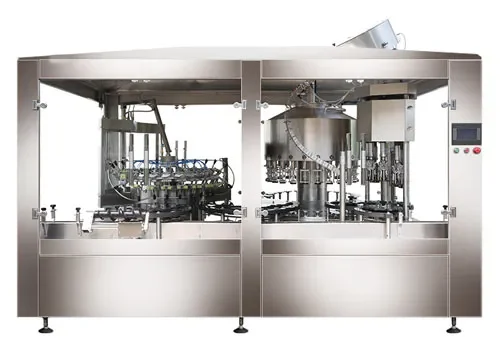 Monoblock rinsing filling capping machine for bottled beverages and spirits