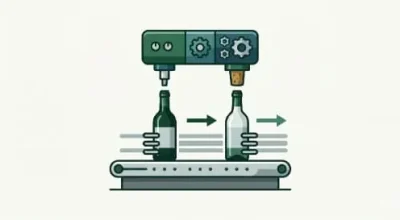 Wine bottle conveying diagram for stable transfer in corking and bottling lines